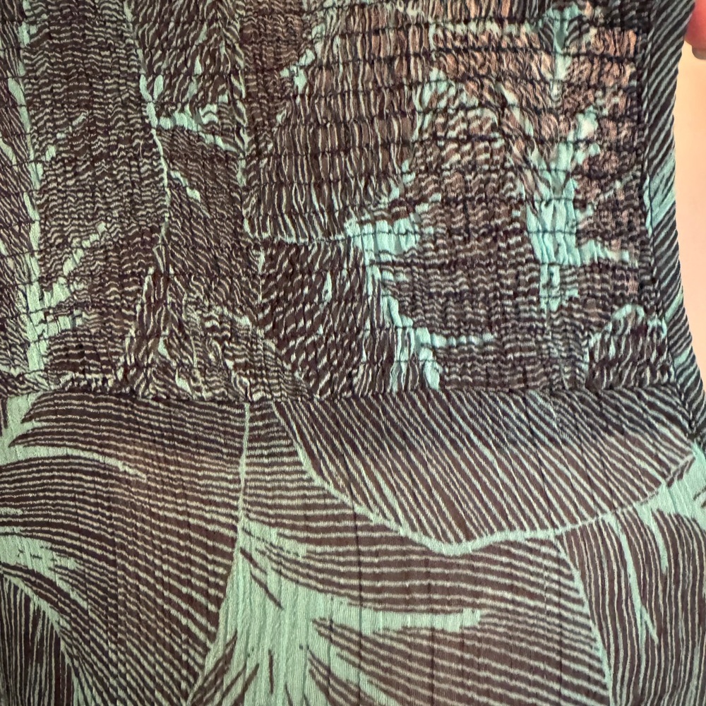 Liz Claiborne Teal Leaf Pattern Blouse  PLUS: 1X   #R - Picture 5 of 7